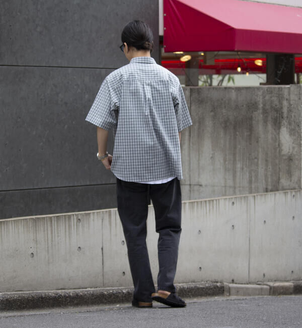 GLOSTER「【GLOSTER/グロスター】チェック半袖シャツ ボタンダウン ワンポイントロゴ刺繍入り」|シャツ・ブラウス|