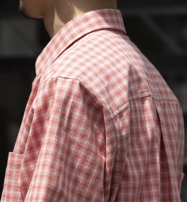 GLOSTER「【GLOSTER/グロスター】チェック半袖シャツ ボタンダウン ワンポイントロゴ刺繍入り」|シャツ・ブラウス|