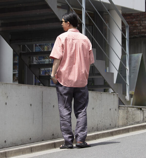 GLOSTER「【GLOSTER/グロスター】チェック半袖シャツ ボタンダウン ワンポイントロゴ刺繍入り」|シャツ・ブラウス|