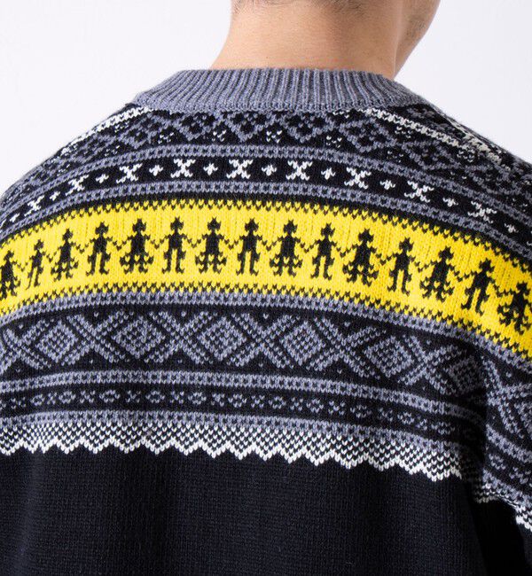 GLOSTER「【GLOSTER/グロスター】フェアアイル柄 エスニック ジップカーディガン ユニセックス」|カーディガン|