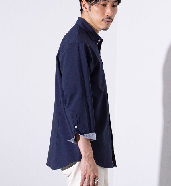 GLOSTER「【GLOSTER/グロスター】COOLMAX ポリトロ パラシュートボタン 七分袖レギュラーシャツ」|シャツ・ブラウス|