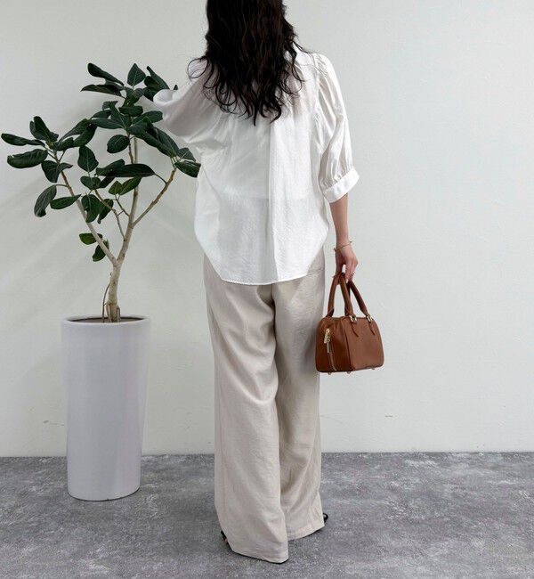 fredy emue「シャイニーシアー２WAYハーフスリーブブラウス」|シャツ・ブラウス|