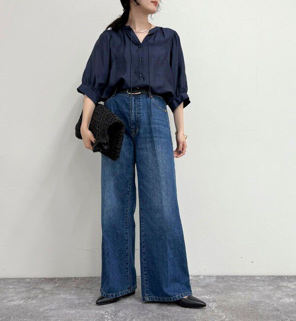 fredy emue「シャイニーシアー２WAYハーフスリーブブラウス」|シャツ・ブラウス|