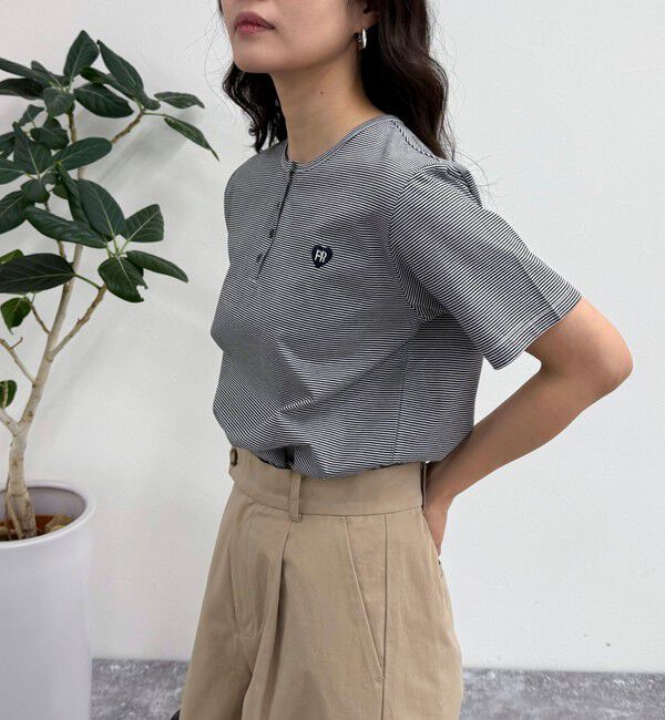 fredy emue「ハートFR刺繍ヘンリーTシャツ」|Tシャツ・カットソー|