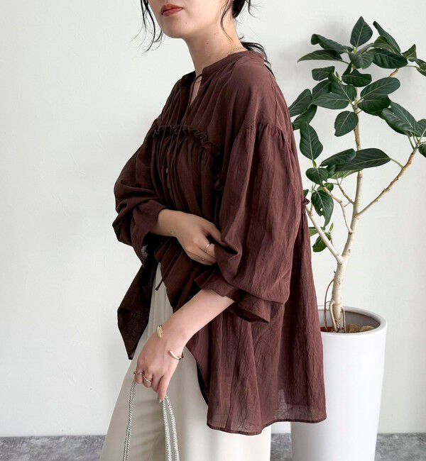fredy emue「コットンギャザーオーバーブラウス」|シャツ・ブラウス|