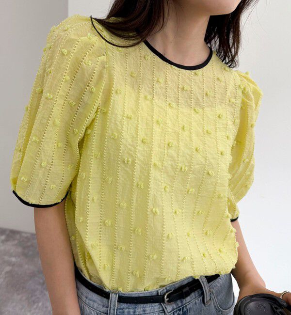 fredy emue「シアージャガードパイピング半袖ブラウス」|シャツ・ブラウス|