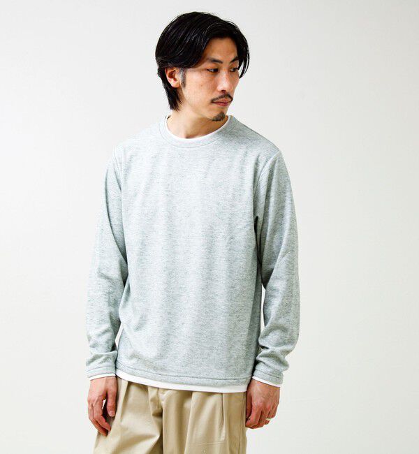GLOSTER「メランジ微起毛スムース フェイクレイヤード ロンT」|Tシャツ・カットソー|