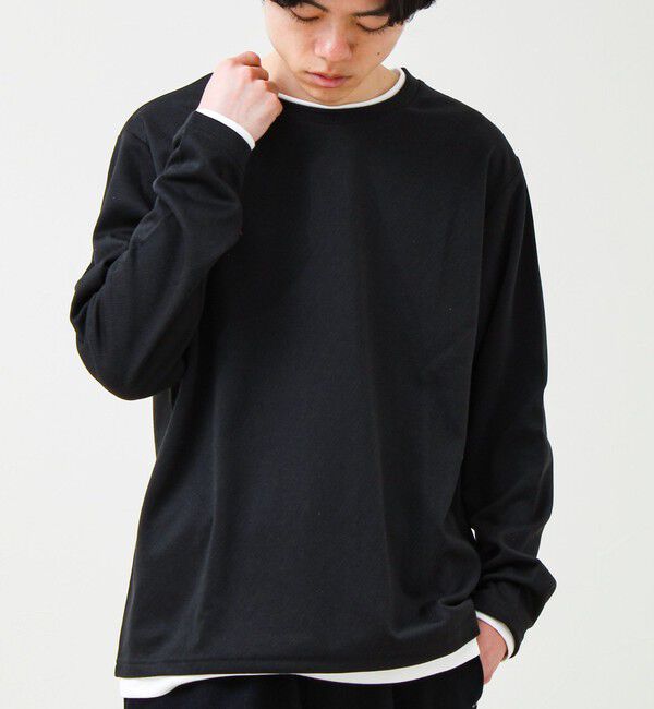 GLOSTER「メランジ微起毛スムース フェイクレイヤード ロンT」|Tシャツ・カットソー|