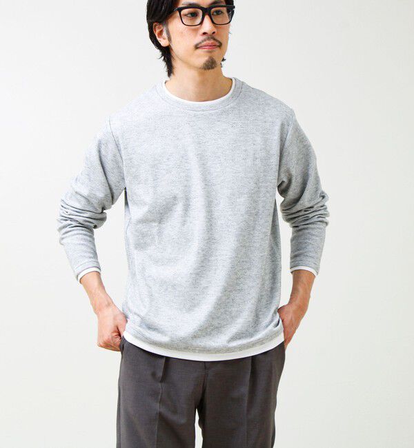 GLOSTER「メランジ微起毛スムース フェイクレイヤード ロンT」|Tシャツ・カットソー|