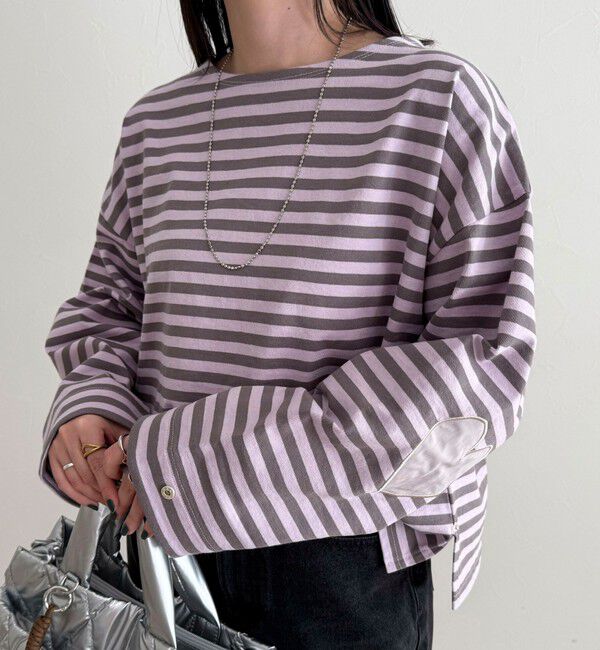 fredy emue「ボーダーハートパッチプルオーバー」|Tシャツ・カットソー|