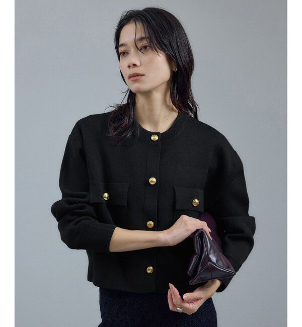 SALON adam et rope'「スウェットライクメタルボタンカーディガン 2 / 新色追加」|カーディガン|ブラック(01)