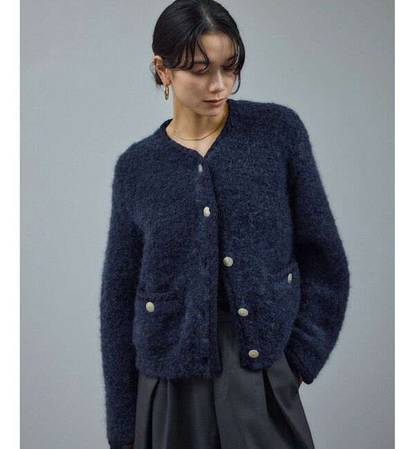 SALON adam et rope'「プードルニットクルーネックカーディガン」|カーディガン|ネイビー(40)