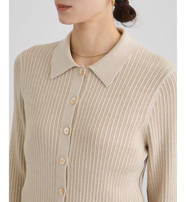 SALON adam et rope'「コットンシルクカシミアリブポロカーディガン」|カーディガン|
