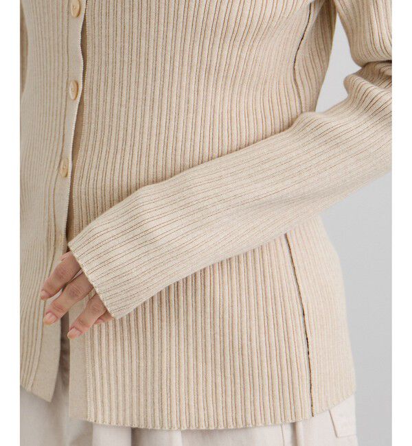 SALON adam et rope'「コットンシルクカシミアリブポロカーディガン」|カーディガン|