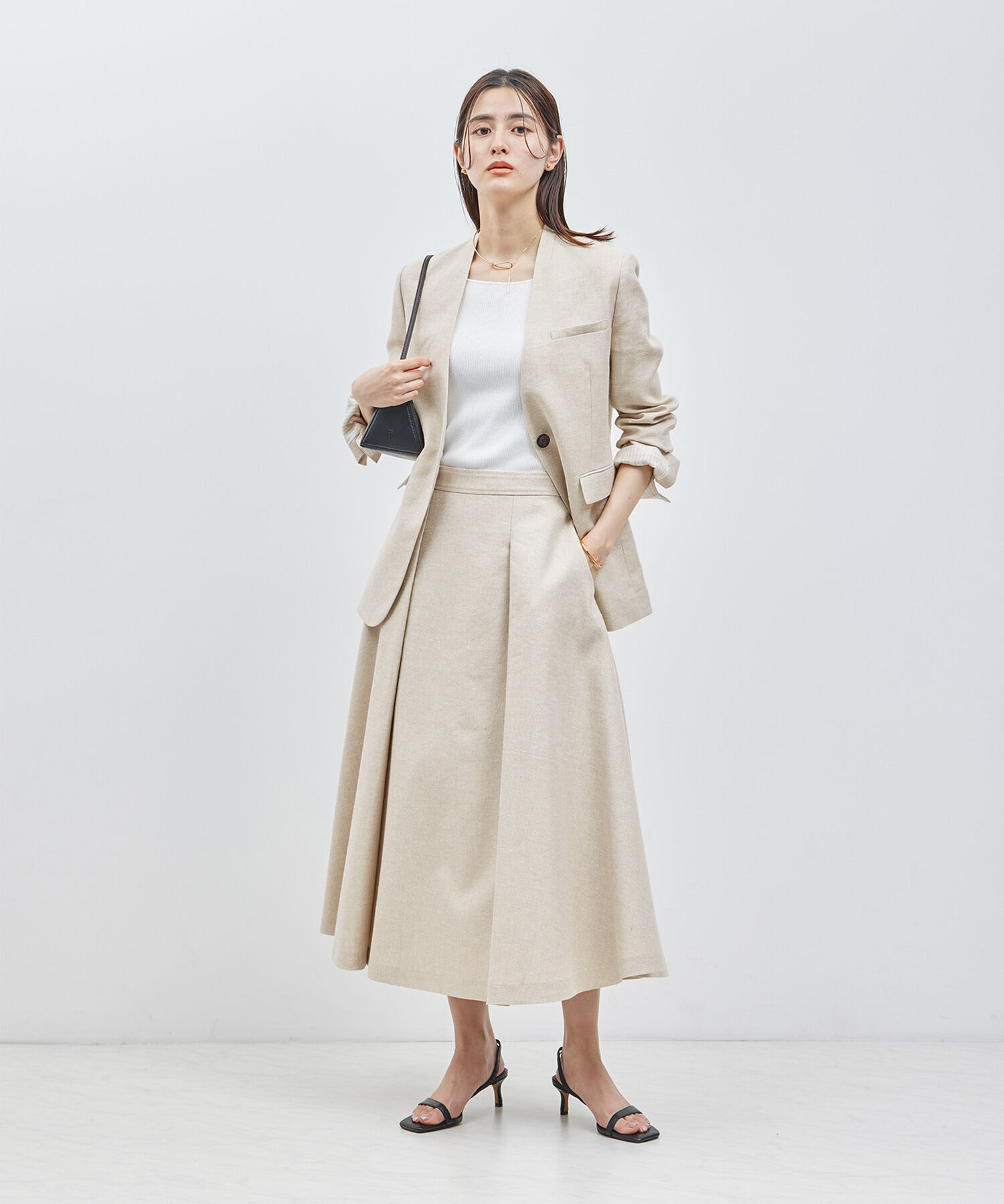 ROPE「フォルムフレアスカート（ラメ/無地）【セットアップ対応】」|スカート|