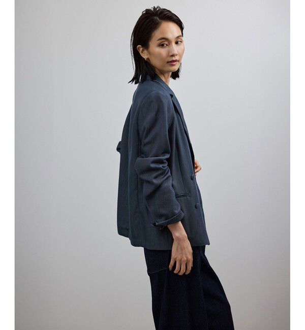 ROPE「バックサテンダブルブレストジャケット」|テーラードジャケット|