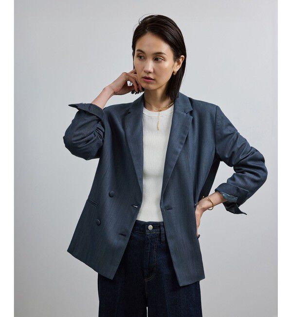 ROPE「バックサテンダブルブレストジャケット」|テーラードジャケット|