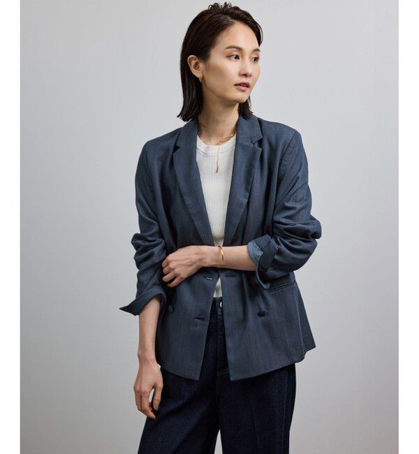 ROPE「バックサテンダブルブレストジャケット」|テーラードジャケット|