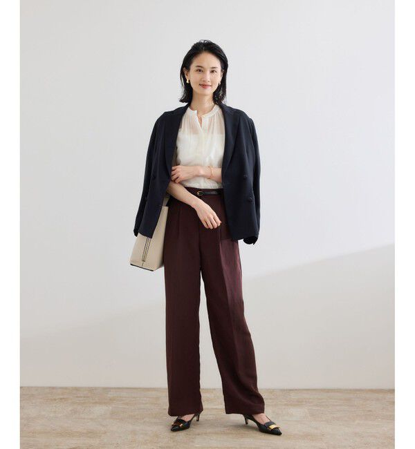 ROPE「バックサテンダブルブレストジャケット」|テーラードジャケット|