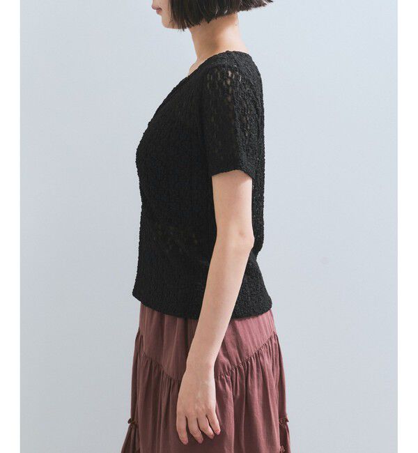 VIS「【WEB/一部店舗限定】胸ギャザーレースプルオーバー」|Tシャツ・カットソー|