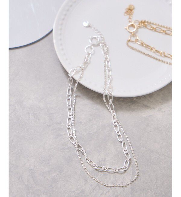 VIS「ラインストーンレイヤードネックレス」|ネックレス|シルバー(93)