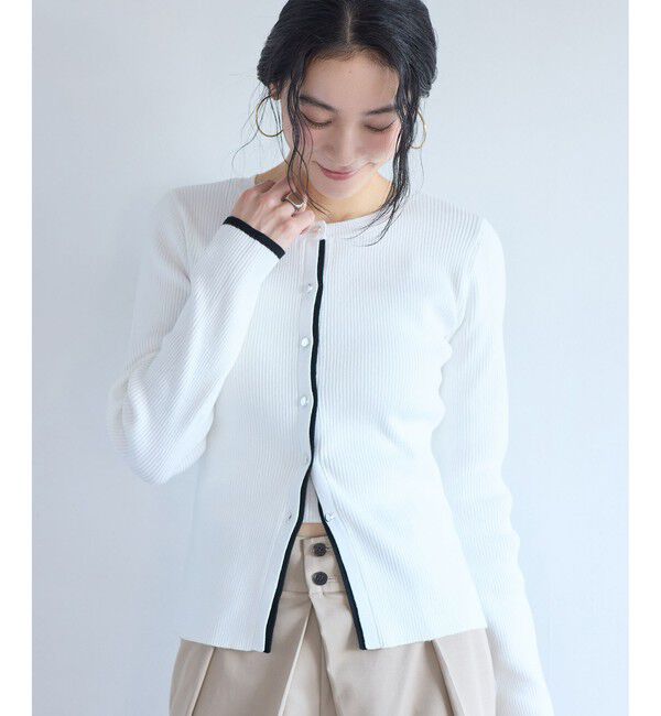 VIS「バイカラークルーネックカーディガン」|カーディガン|