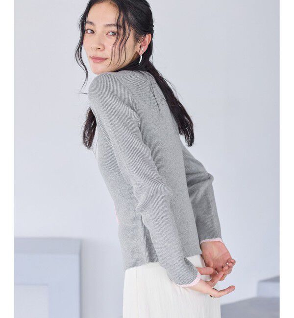 VIS「バイカラークルーネックカーディガン」|カーディガン|