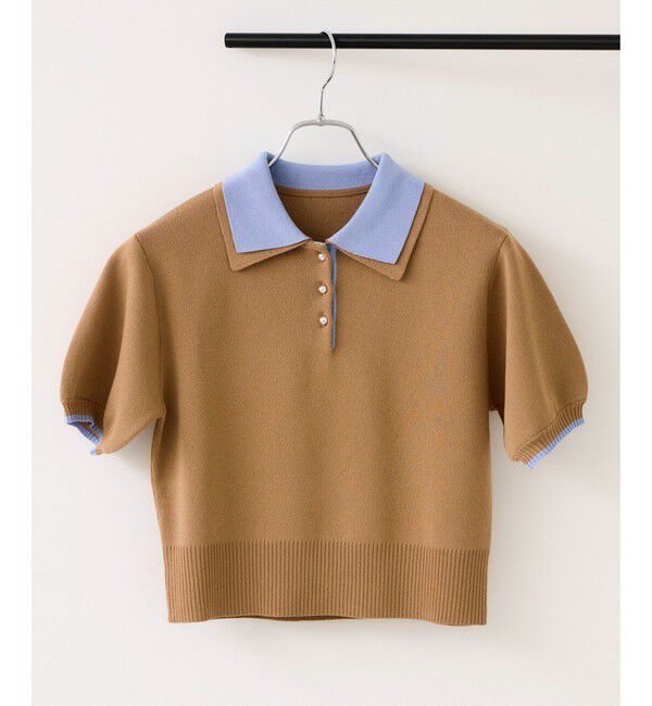 VIS「ダブルカラー半袖ポロニットトップス/イージーケア・WEB限定カラー」|ポロシャツ|