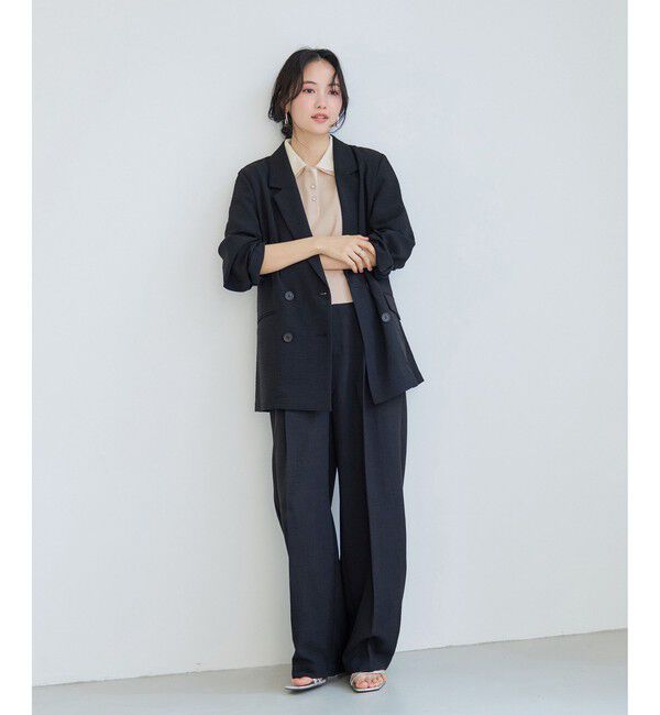 VIS「ダブルカラー半袖ポロニットトップス/イージーケア・WEB限定カラー」|ポロシャツ|