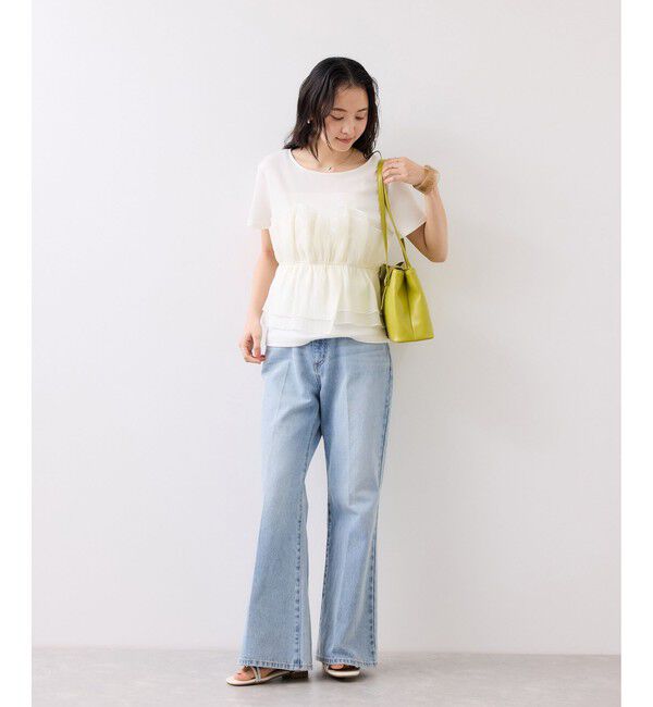 VIS「チェック＆無地ビスチェドッキング半袖プルオーバー/イージーケア」|Tシャツ・カットソー|