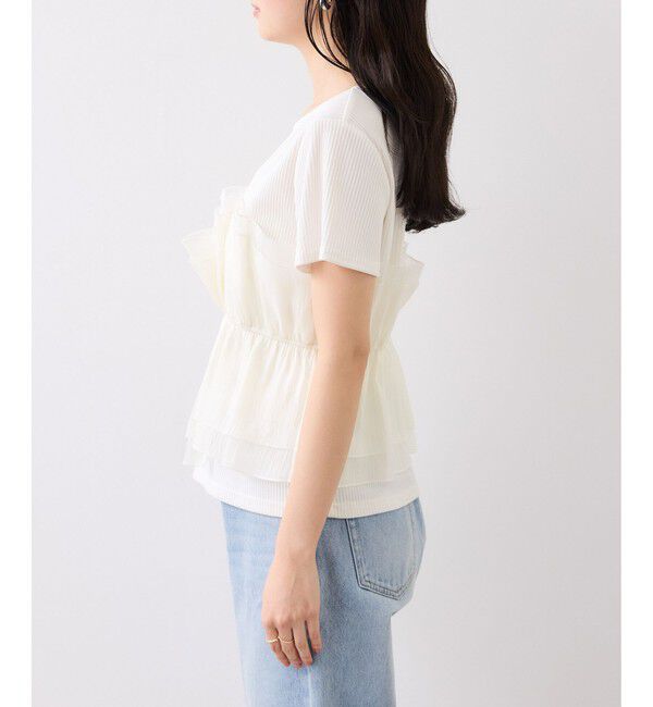 VIS「チェック＆無地ビスチェドッキング半袖プルオーバー/イージーケア」|Tシャツ・カットソー|