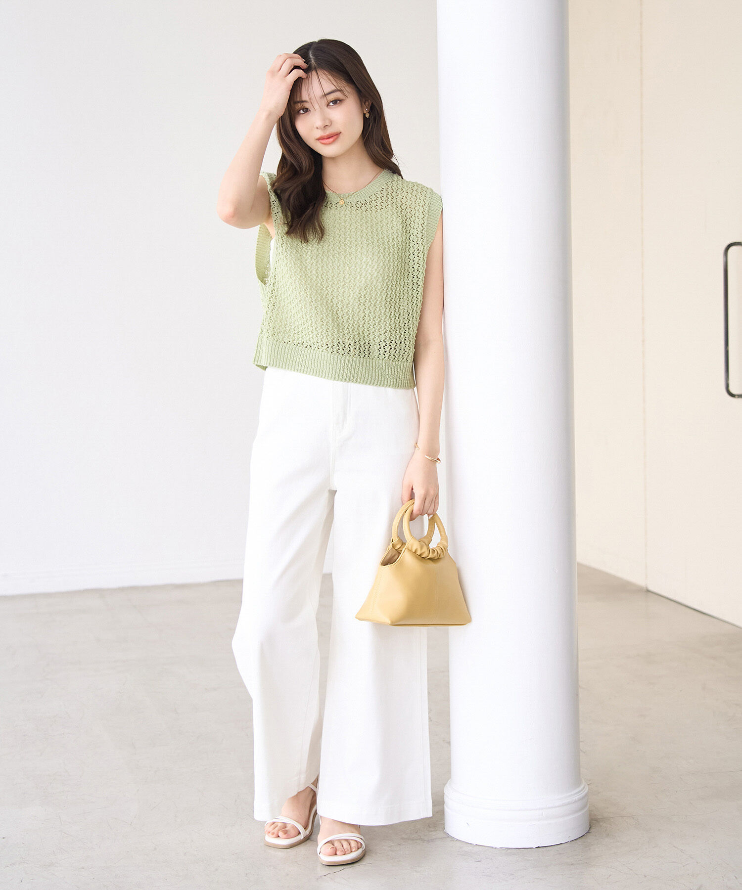 ROPE PICNIC PASSAGE「【ご好評につき追加生産・新色追加】透かし編みレイヤードベスト」|ベスト・ジレ|