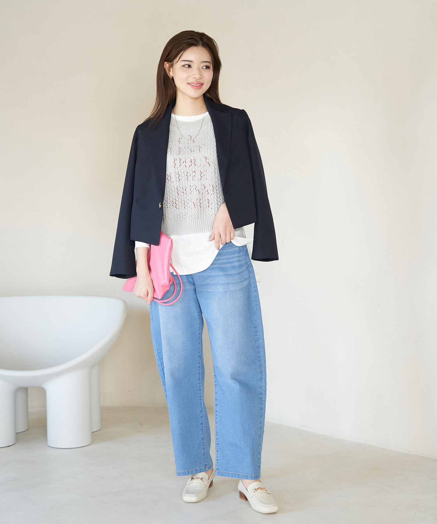 ROPE PICNIC PASSAGE「【ご好評につき追加生産・新色追加】透かし編みレイヤードベスト」|ベスト・ジレ|