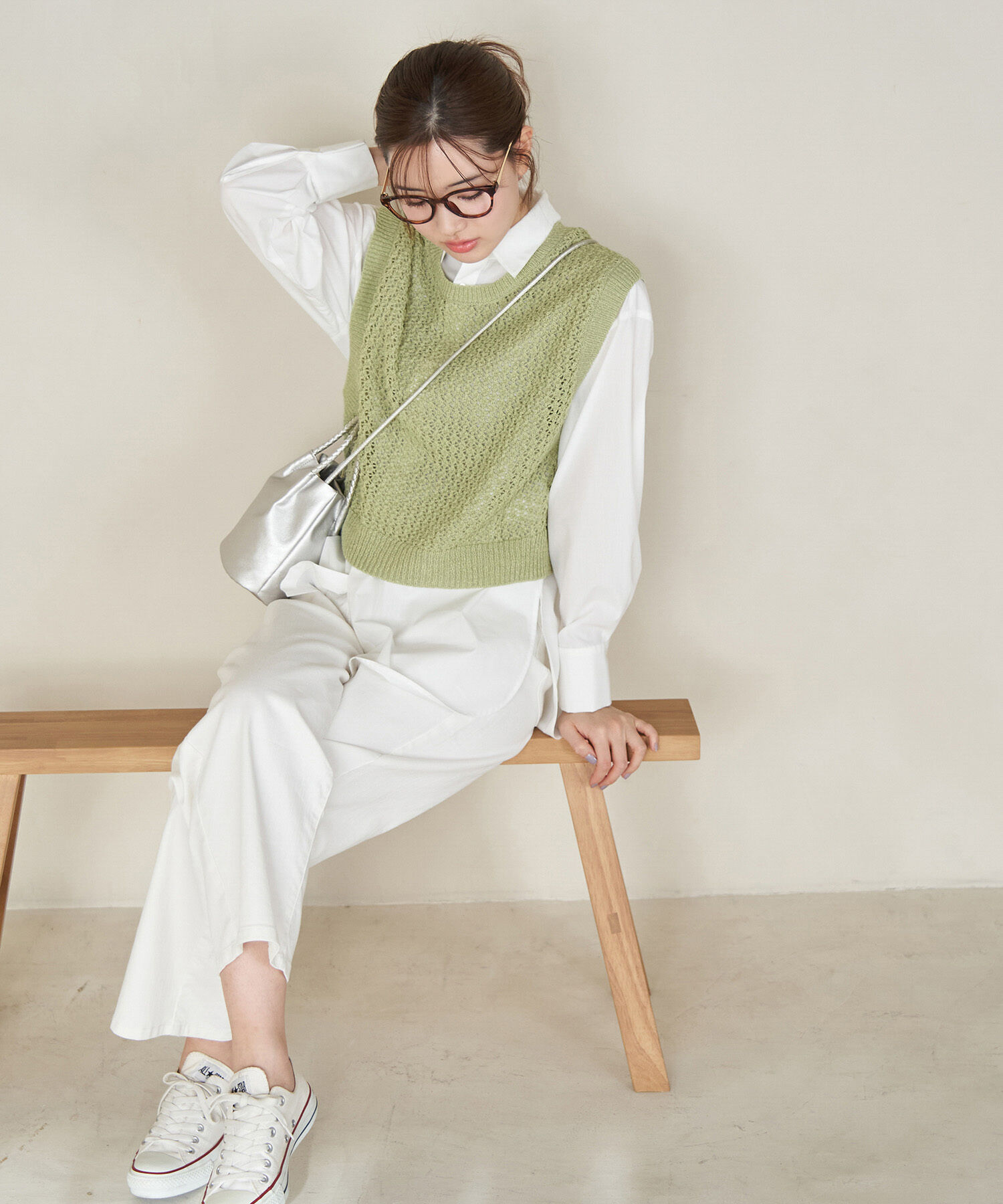 ROPE PICNIC PASSAGE「【ご好評につき追加生産・新色追加】透かし編みレイヤードベスト」|ベスト・ジレ|