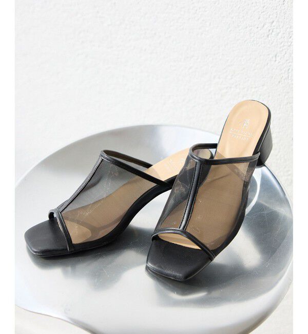 ROPE PICNIC PASSAGE「スクエアトゥチュールミュール」|パンプス|ブラック(01)