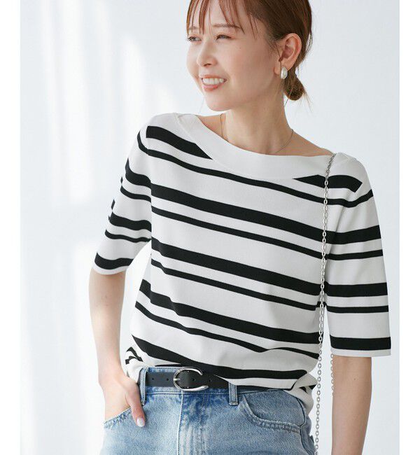 Rope&rsquo;Picnic「【UVカット・接触冷感・イージーケア】八方映えニット ボートネックニットプルオーバー」|ニット・セーター|