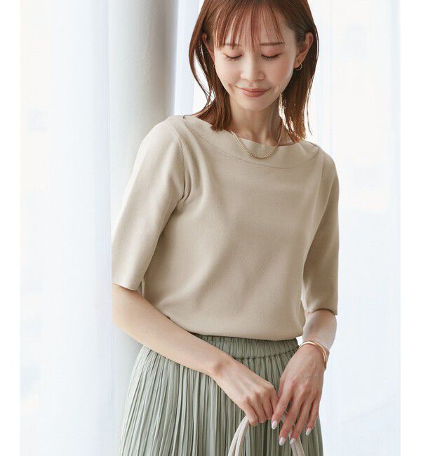 Rope&rsquo;Picnic「【UVカット・接触冷感・イージーケア】八方映えニット ボートネックニットプルオーバー」|ニット・セーター|