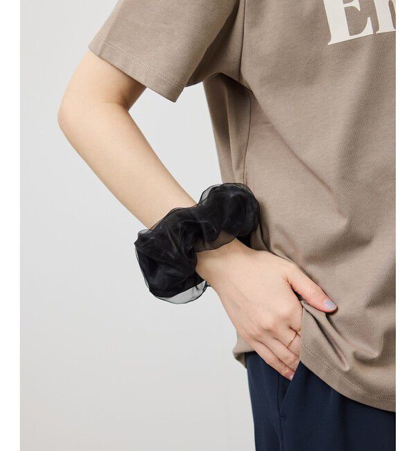 ROPE PICNIC PASSAGE「プレート付きオーガンジー&times;シャイニーコンビシュシュ」|ヘアゴム・シュシュ|