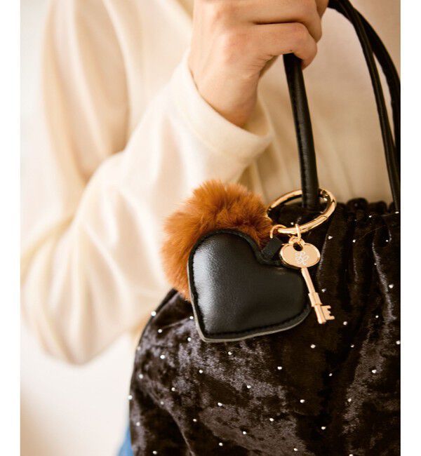 ROPE PICNIC PASSAGE「フェイクファー付きバッグチャーム」|チャーム・キーホルダー|ブラック(01)