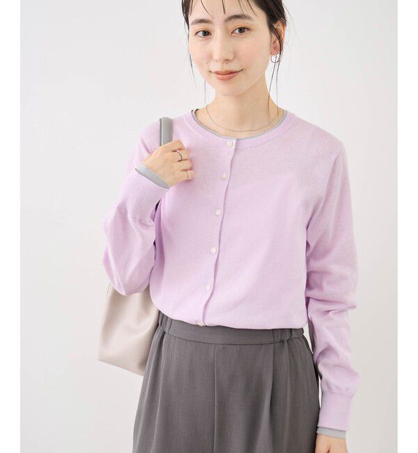 Rope&rsquo;Picnic「ソマルティレイヤード風ベーシックカーディガン/UVカット・吸水速乾・遮熱」|カーディガン|