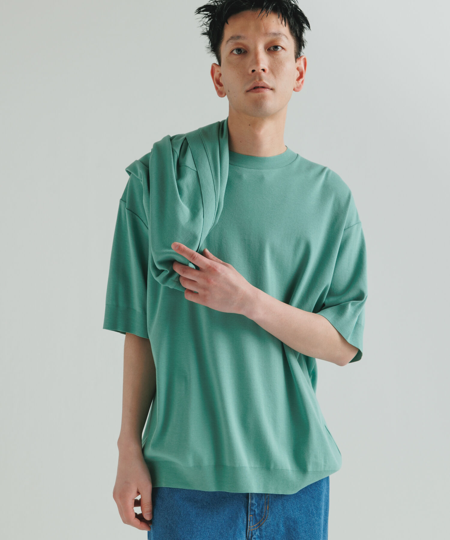 ADAM ET ROPE'「【2点セット】セーターマシーン カーディガン＆半袖T/アンサンブル」|カーディガン|