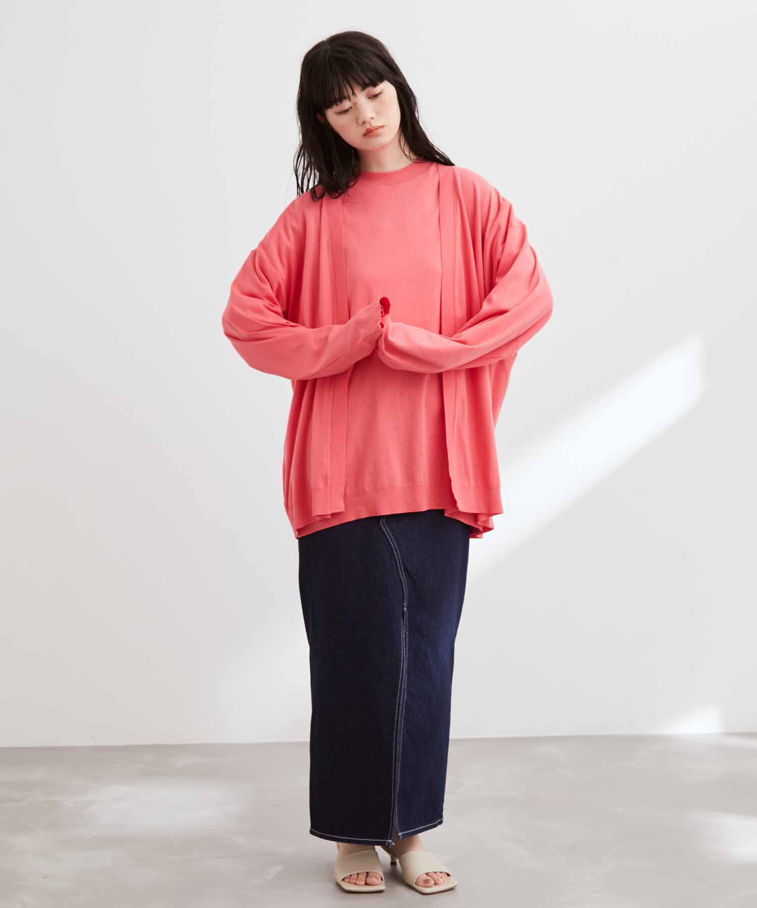 ADAM ET ROPE'「【2点セット】セーターマシーン カーディガン＆半袖T/アンサンブル」|カーディガン|