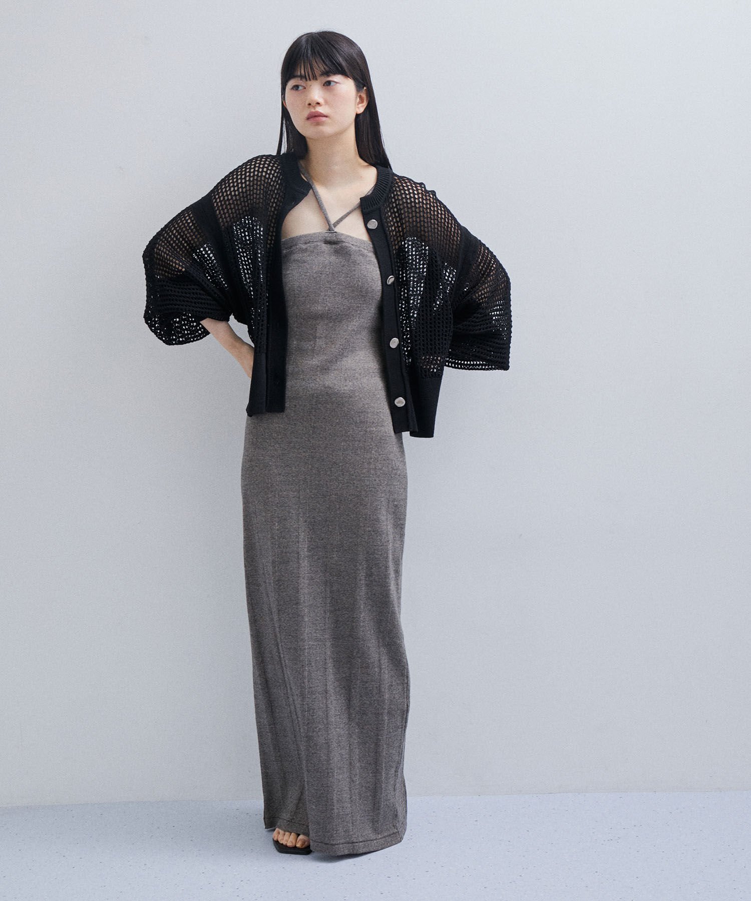 ADAM ET ROPE'「パターンメッシュカーディガン」|カーディガン|