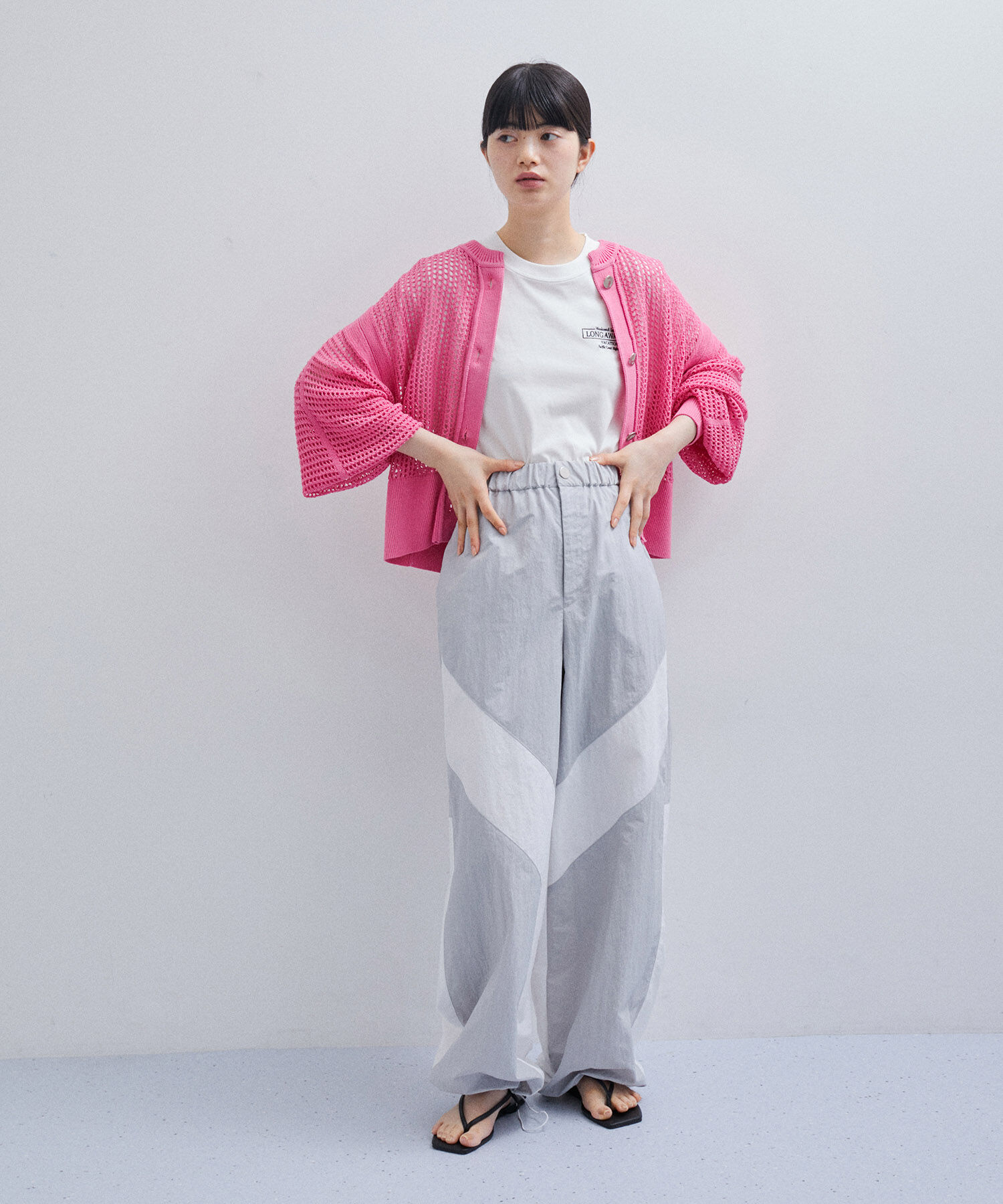 ADAM ET ROPE'「パターンメッシュカーディガン」|カーディガン|