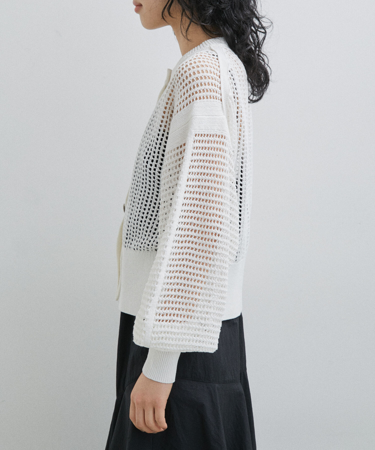 ADAM ET ROPE'「パターンメッシュカーディガン」|カーディガン|