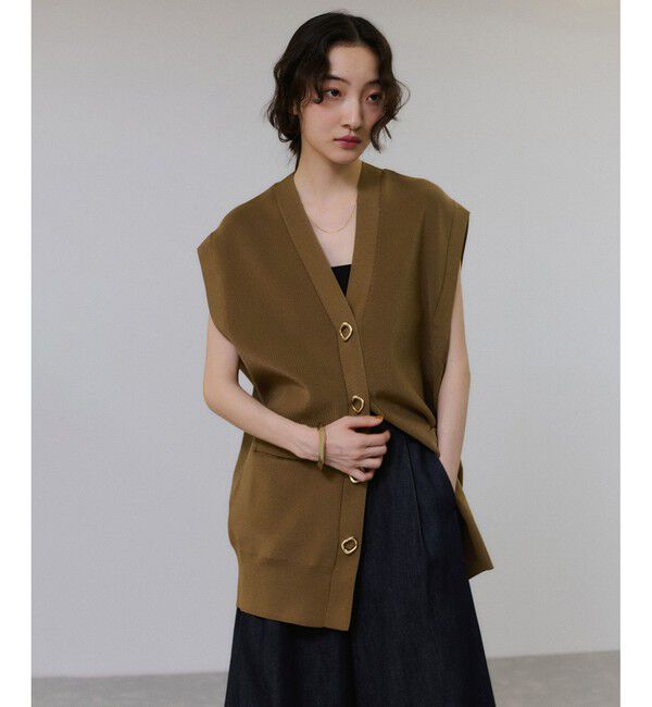 ADAM ET ROPE'「【サステナブル】ミドルニットジレ」|ベスト・ジレ|ブラウン系(22)