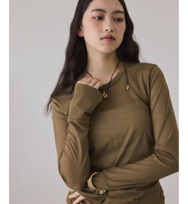 ADAM ET ROPE'「シアークルーネックトップス」|Tシャツ・カットソー|ブラウン系(22)