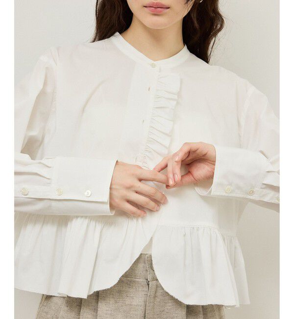ADAM ET ROPE'「【サステナブル】ロングスリーブフリルブラウス」|シャツ・ブラウス|