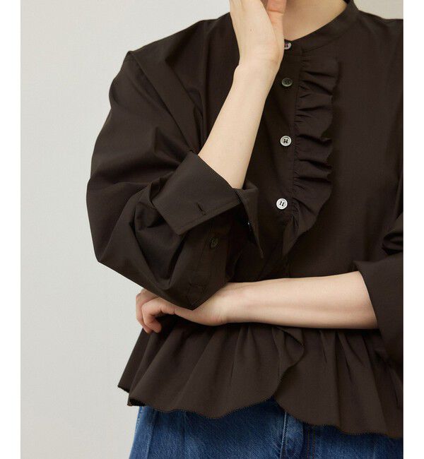 ADAM ET ROPE'「【サステナブル】ロングスリーブフリルブラウス」|シャツ・ブラウス|