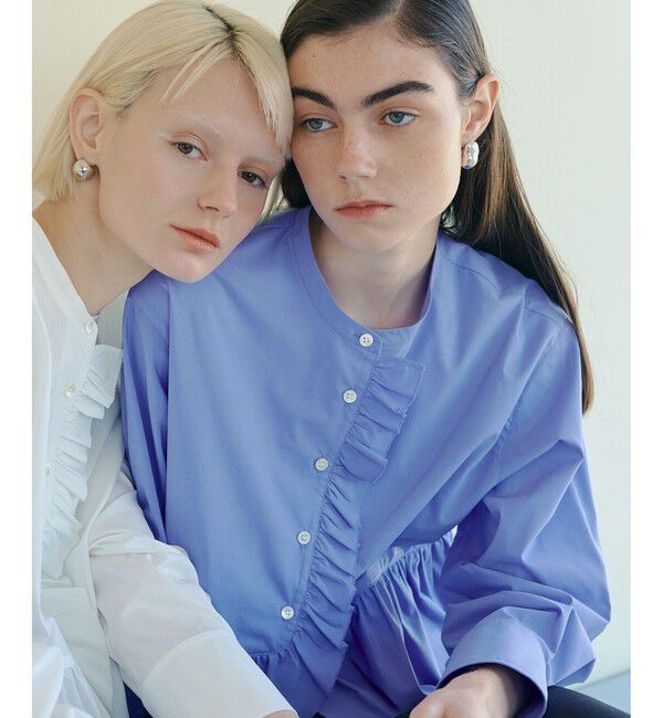 ADAM ET ROPE'「【サステナブル】ロングスリーブフリルブラウス」|シャツ・ブラウス|